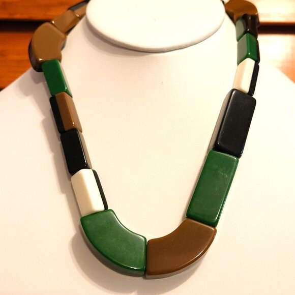 MARNI for H&M Chunky Resin Bead Necklace Black Brown Green Statement 2012 Marni - Picture 1 of 9